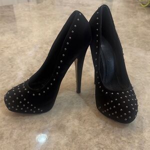 Aldo Black Studded Suede High Heel Pumps